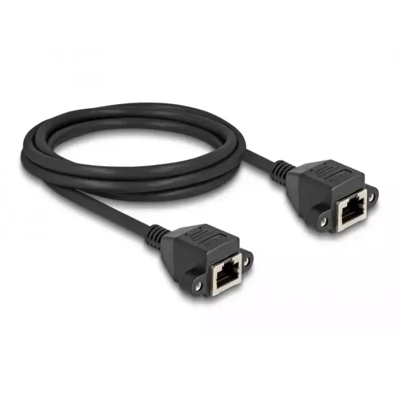 DeLOCK RJ50 ilgintuvo kabelis, moteriška į moterišką, S/FTP, 2 m, juodas