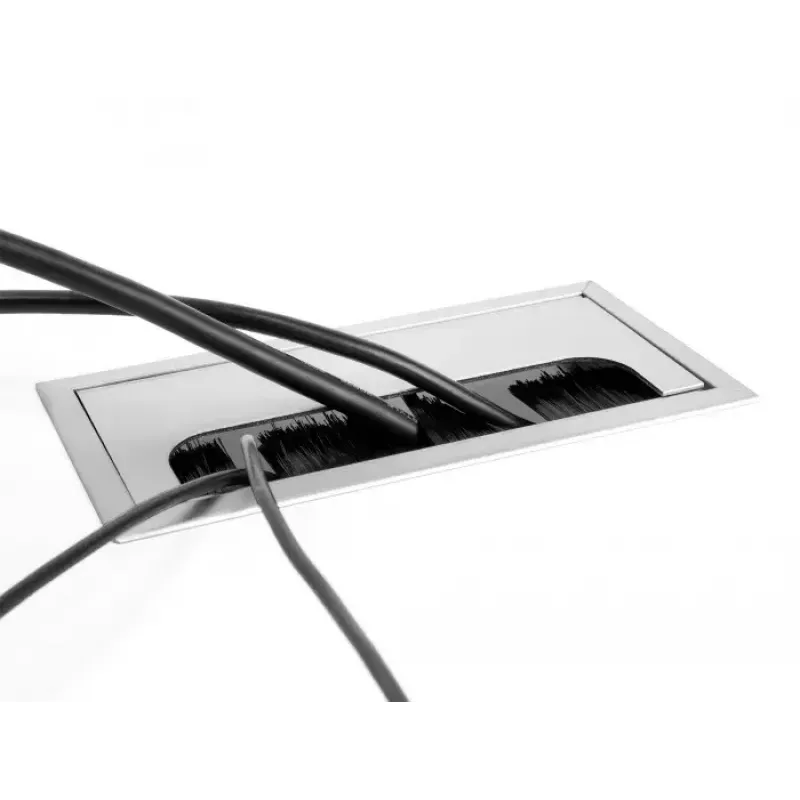Kabelių įvadas DELOCK 66864 stalui, sidabrinis, 120×300×28 mm