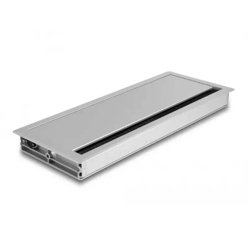 Kabelių įvadas DELOCK 66864 stalui, sidabrinis, 120×300×28 mm