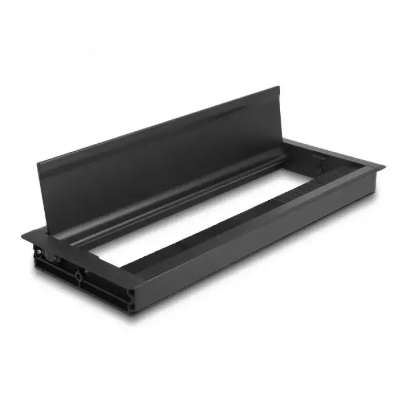 DeLOCK kabelių įvadas stalo montavimui su šepečiu 300 x 120 x 28 mm juodas