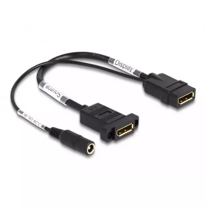 DeLOCK DisplayPort laidas 4K 60 Hz DC maitinimas 0,30 m panelinis montavimas