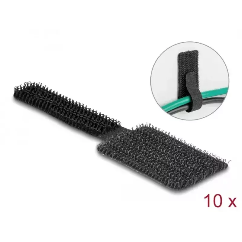 DeLOCK Mini kablio laikiklis su lipnia juostele 90 mm x 24 mm lipnus 10 vnt. juoda