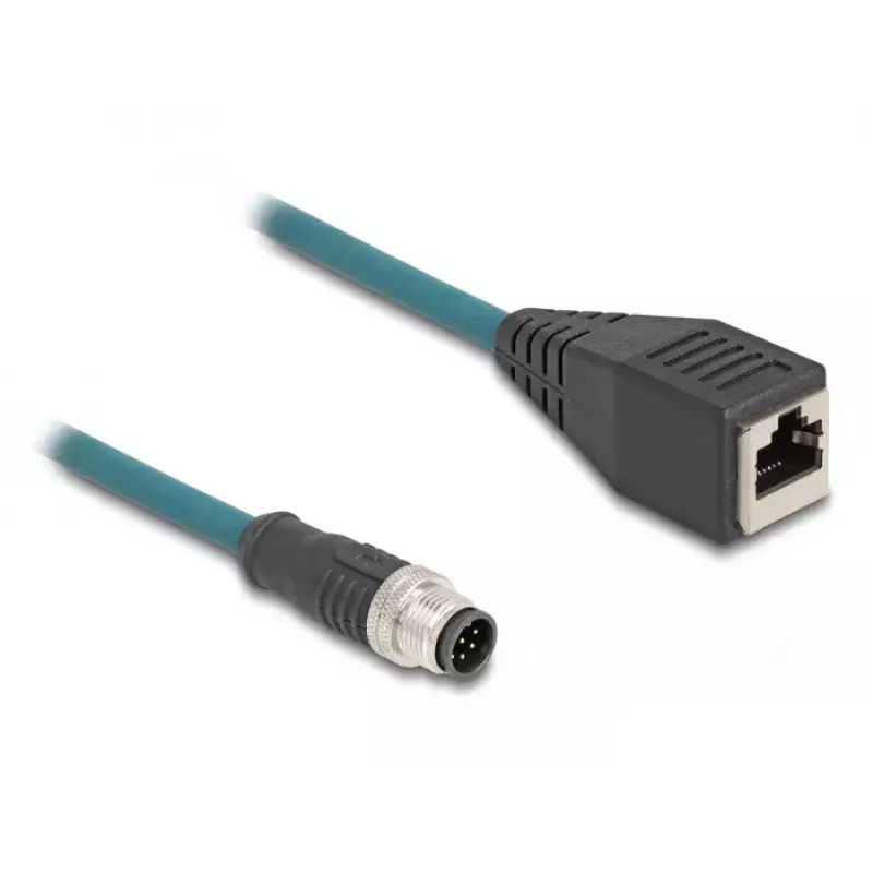 DeLOCK M12 adapterio kabelis A koduotas 8 kontaktų kištukas į RJ45 lizdą 50 cm
