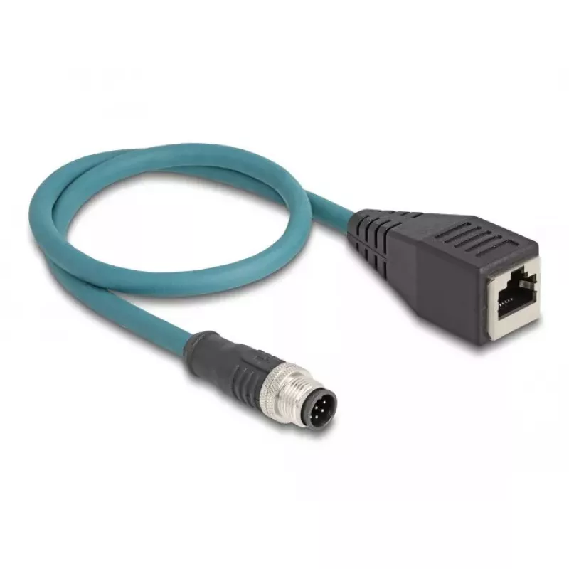 DeLOCK M12 adapterio kabelis A koduotas 8 kontaktų kištukas į RJ45 lizdą 50 cm