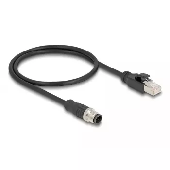 DeLOCK M12 adapterio kabelis D koduotas 4 kontaktų kištukas į RJ45 kištuką 50 cm