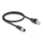 DeLOCK M12 adapterio kabelis D koduotas 4 kontaktų kištukas į RJ45 kištuką 50 cm