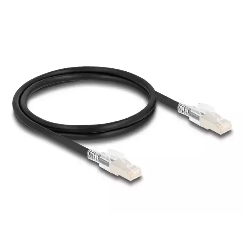 Tinklo kabelis DELOCK 80255 Cat6a S/FTP (S-STP) RJ-45–RJ-45 juodas 1 m