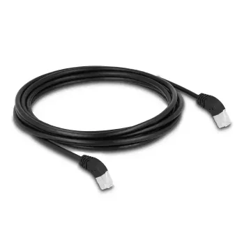 DeLOCK RJ45 tinklo kabelis Cat.6A S/FTP 45° į viršų lenktas, 5 m, juodas