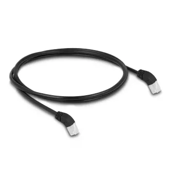 DeLOCK RJ45 tinklo kabelis Cat.6A S/FTP 45° į viršų pakreiptas 1 m juodas