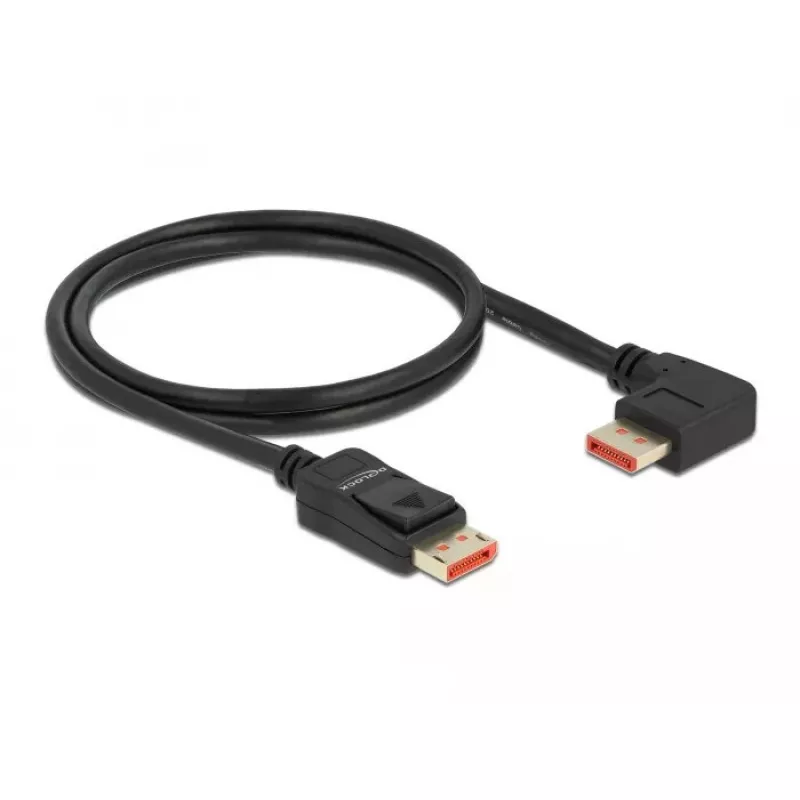 DisplayPort kabelis „DeLOCK“ 8K 60 Hz 1 m kištukas–kištukas 90° kampuotas
