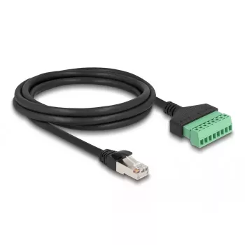 DeLOCK RJ45 kabelis Cat.6 kištukas prie gnybtų bloko adapterio 2 m juoda žalia