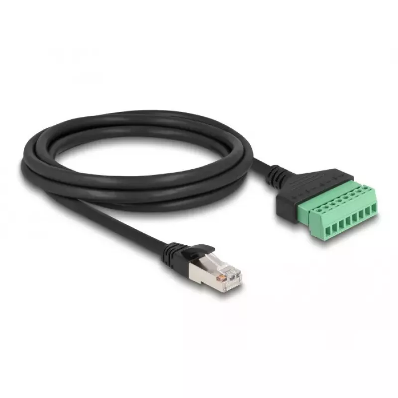 DeLOCK RJ45 kabelis Cat.6 kištukas prie gnybtų bloko adapterio 2 m juoda žalia