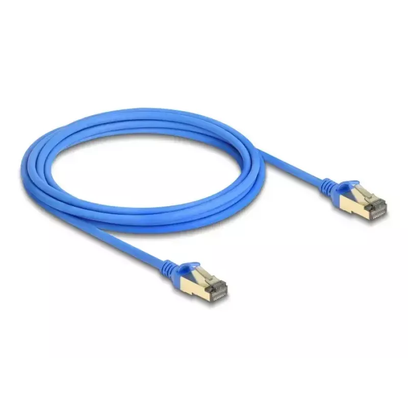 DeLOCK RJ45 tinklo kabelis Cat.8.1 F/FTP plonas 3 m mėlynas