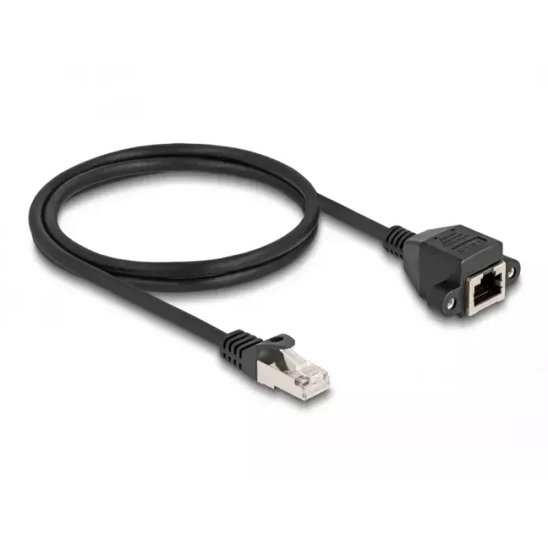 DeLOCK RJ50 ilginamasis laidas, kištukas – lizdas, S/FTP, 1 m, juodas