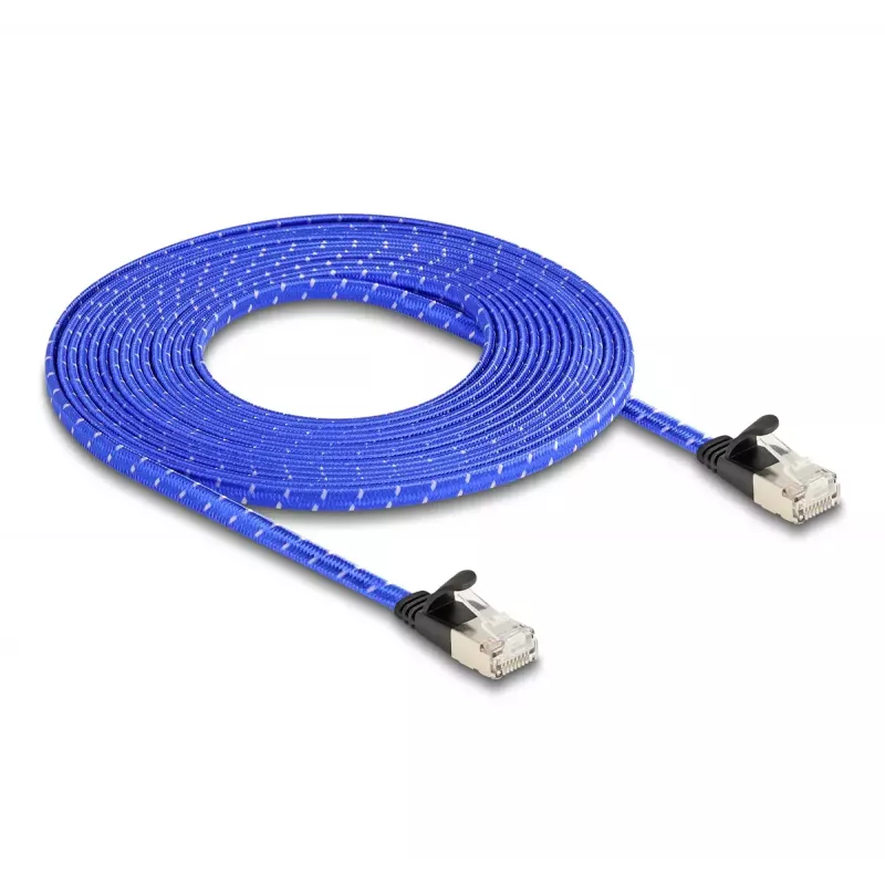 Tinklo kabelis DeLOCK RJ45 plokščias Cat.6A 5m Mėlynas