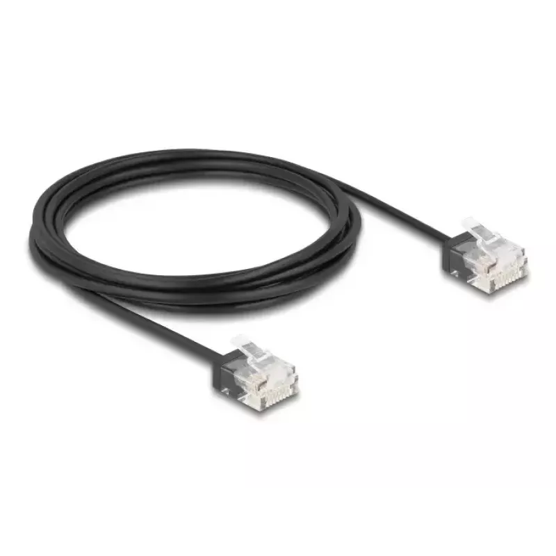 Tinklo kabelis DeLOCK RJ45 Cat.6 UTP Ultra Plonas 3m Juodas