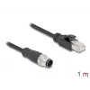 Tinklo kabelis DeLOCK M12 laidas A koduotas 8 kontaktų kištukas į RJ45 kištuką Cat5e 1 m juodas