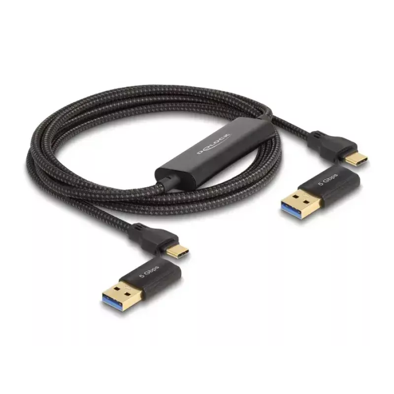 DeLOCK USB Type-C duomenų perdavimo kabelis + KM jungiklis 2m 5Gbps