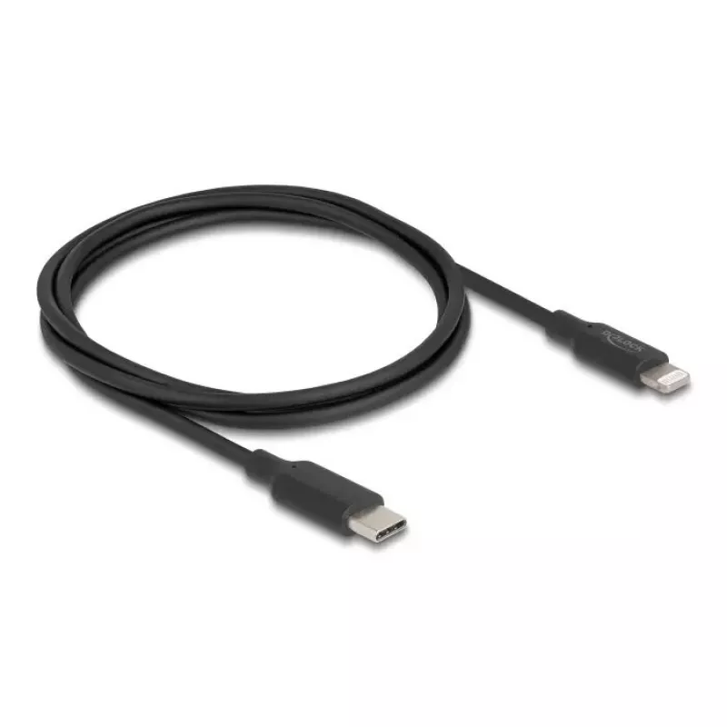 Laidas DELOCK USB-C į Lightning plonas 1 m, Lightning ↔ USB-C, 9 V 3 A, 3,3 mm, MFi