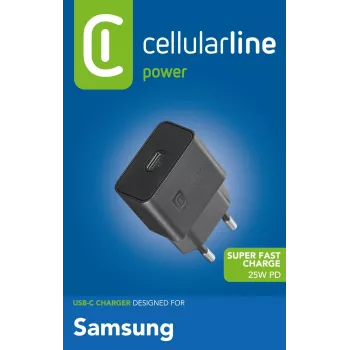 Cellularline Super Fast Charger 25W - Samsung 25W USB-C super greito įkrovimo PD tinklo adapteris