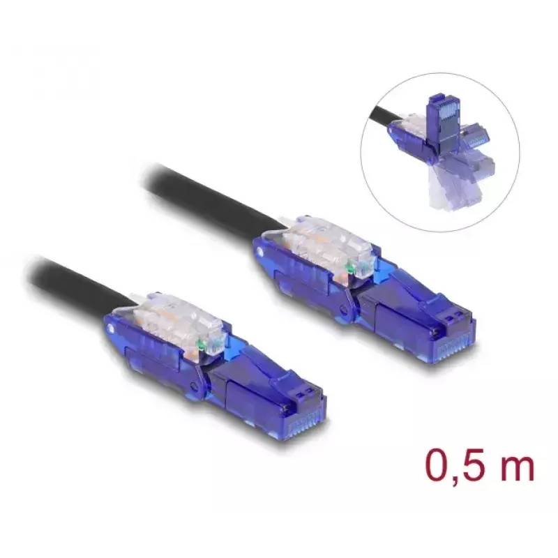 Tinklo kabelis DeLOCK 80925 RJ-45 Cat6 0,5 m juodas violetinis