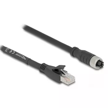 Tinklo kabelis DeLOCK 80595 M12 į RJ-45 Cat5e 10 m juodas