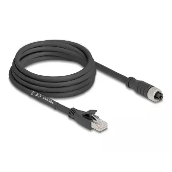 Tinklo kabelis DeLOCK 80591 M12 į RJ-45 Cat5e 3 m juodas