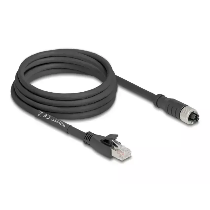 Tinklo kabelis DeLOCK 80591 M12 į RJ-45 Cat5e 3 m juodas