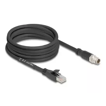 Tinklo kabelis DeLOCK 80585 M12 į RJ-45 Cat5e 5 m Juodas