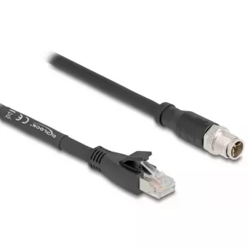 Tinklo kabelis DeLOCK 80585 M12 į RJ-45 Cat5e 5 m Juodas