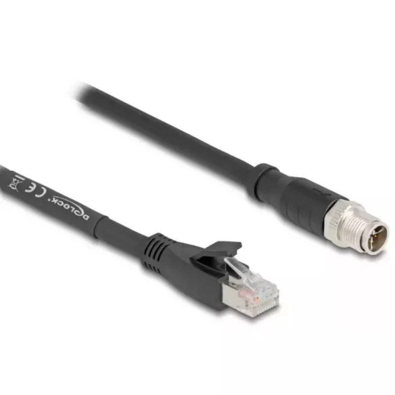 Tinklo kabelis DeLOCK 80585 M12 į RJ-45 Cat5e 5 m Juodas