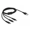 USB įkrovimo laidas DeLOCK 3-in-1 Type-A į Lightning / Micro USB / USB Type-C 1 m juodas