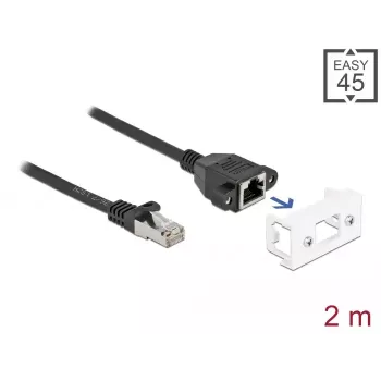 DeLOCK tinklo kabelis 87112 2 m Cat6a S/FTP RJ-45 juoda balta