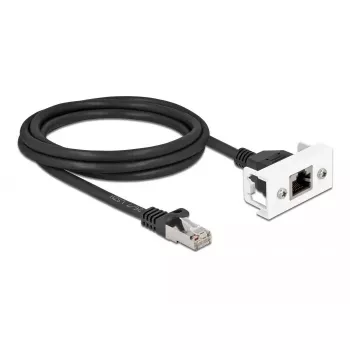 DeLOCK tinklo kabelis 87112 2 m Cat6a S/FTP RJ-45 juoda balta