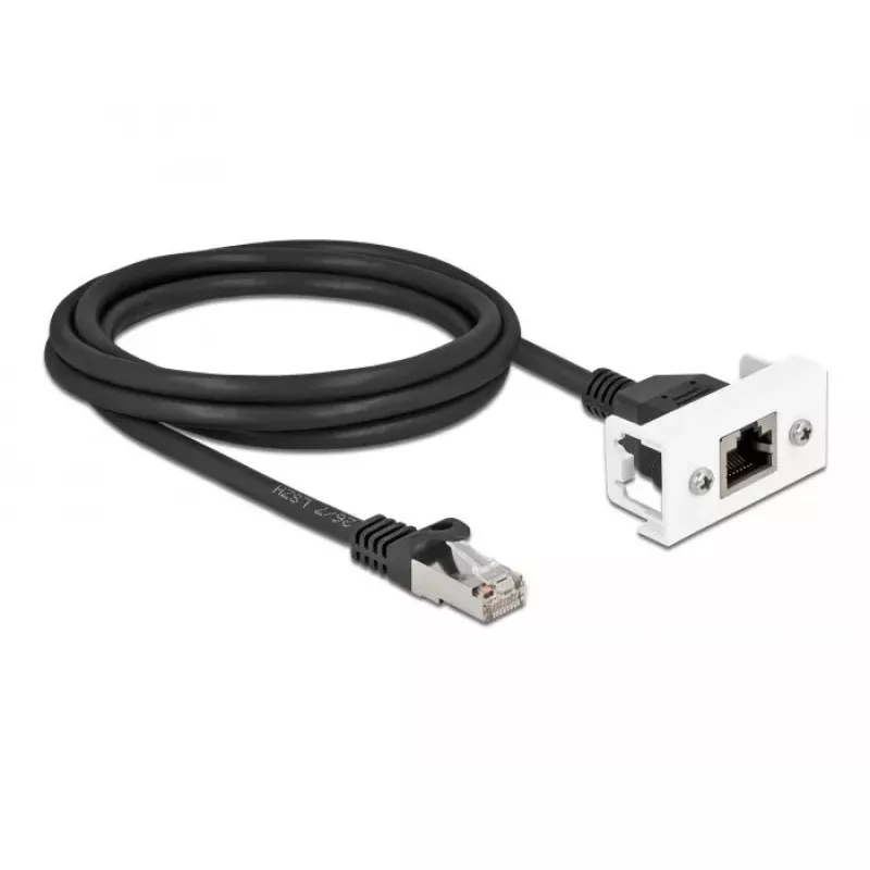 DeLOCK tinklo kabelis 87112 2 m Cat6a S/FTP RJ-45 juoda balta