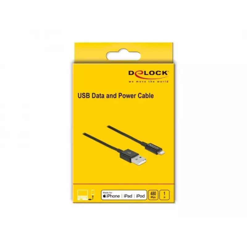 USB duomenų ir maitinimo kabelis DeLOCK 83002 1 m juodas