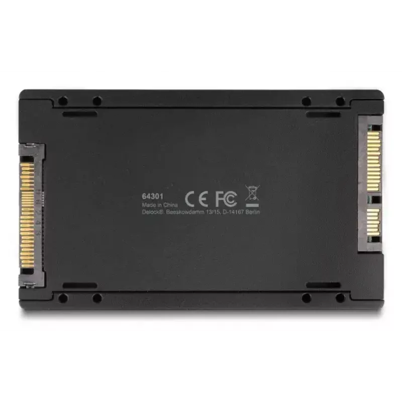 DELOCK sąsajos adapteris U.2 (SFF-8639) į M.2 Key M NVMe SSD, modelis 64301, juodas, pagrindinio įrenginio kištukas