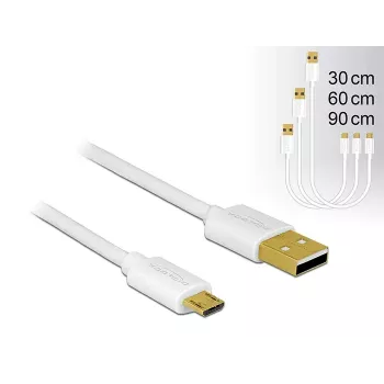 USB laidas DeLOCK 83679 USB 2.0 USB A Micro-USB B baltas
