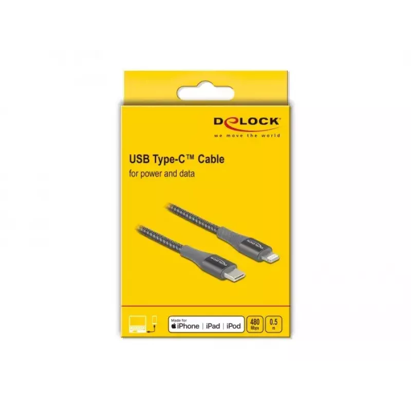 Duomenų ir įkrovimo laidas USB Type-C į Lightning DeLOCK 86630