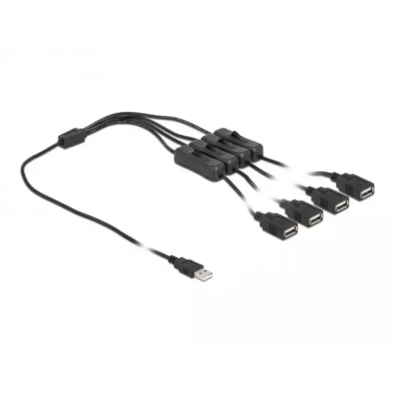 USB Type-A kištukas į 4 x USB Type-A lizdas su jungikliu 1 m DeLOCK 86805