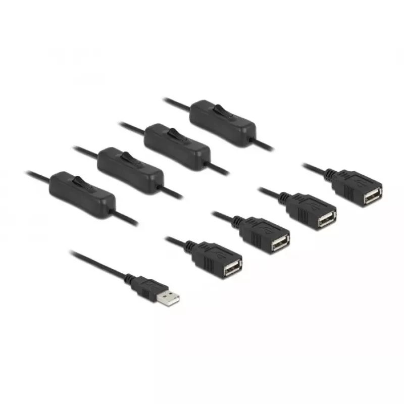 USB Type-A kištukas į 4 x USB Type-A lizdas su jungikliu 1 m DeLOCK 86805