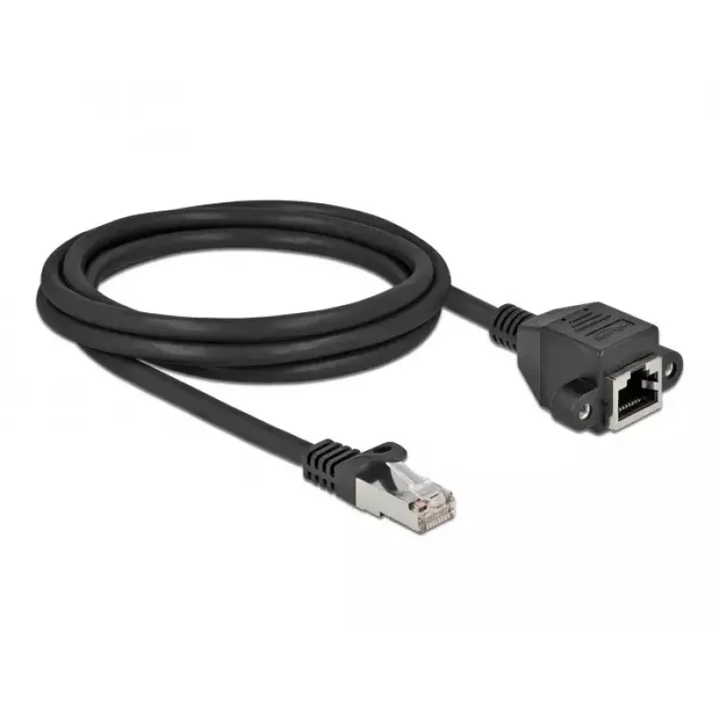Tinklo prailginimo kabelis S/FTP RJ45 kištukas į RJ45 lizdą Cat.6A 2 m juodas DeLOCK 87002