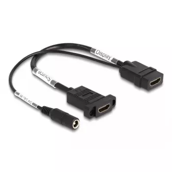DeLOCK HDMI kabelis 4K 60 Hz su DC maitinimu 2,1 x 5,5 mm 0,30 m montuojamas panele