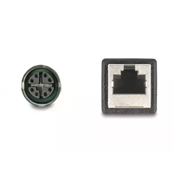 DeLOCK M12 adapterio kabelis X-koduota 8 kontaktų moteriška jungtis į RJ45 moterišką jungtį 50 cm