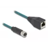 DeLOCK M12 adapterio kabelis X-koduota 8 kontaktų moteriška jungtis į RJ45 moterišką jungtį 50 cm