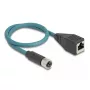 DeLOCK M12 adapterio kabelis X-koduota 8 kontaktų moteriška jungtis į RJ45 moterišką jungtį 50 cm