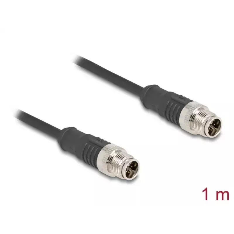 Tinklo kabelis DeLOCK M12 X koduotas 8 kontaktų kištukas-kištukas Cat5e 1 m juodas