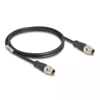 Tinklo kabelis DeLOCK M12 X koduotas 8 kontaktų kištukas-kištukas Cat5e 1 m juodas