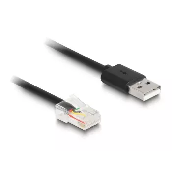 DeLOCK RJ50 į USB 2.0 Type-A spiralinis kabelis 2 m juodas