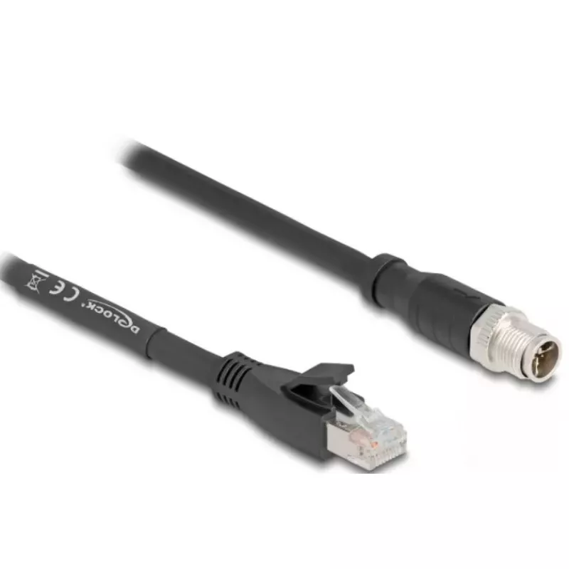 Tinklo kabelis DeLOCK 80577 M12 į RJ-45 Cat5e 1 m juodas